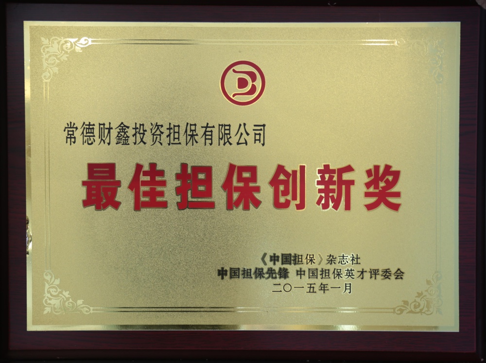 2015年最佳擔(dān)保創(chuàng)新獎